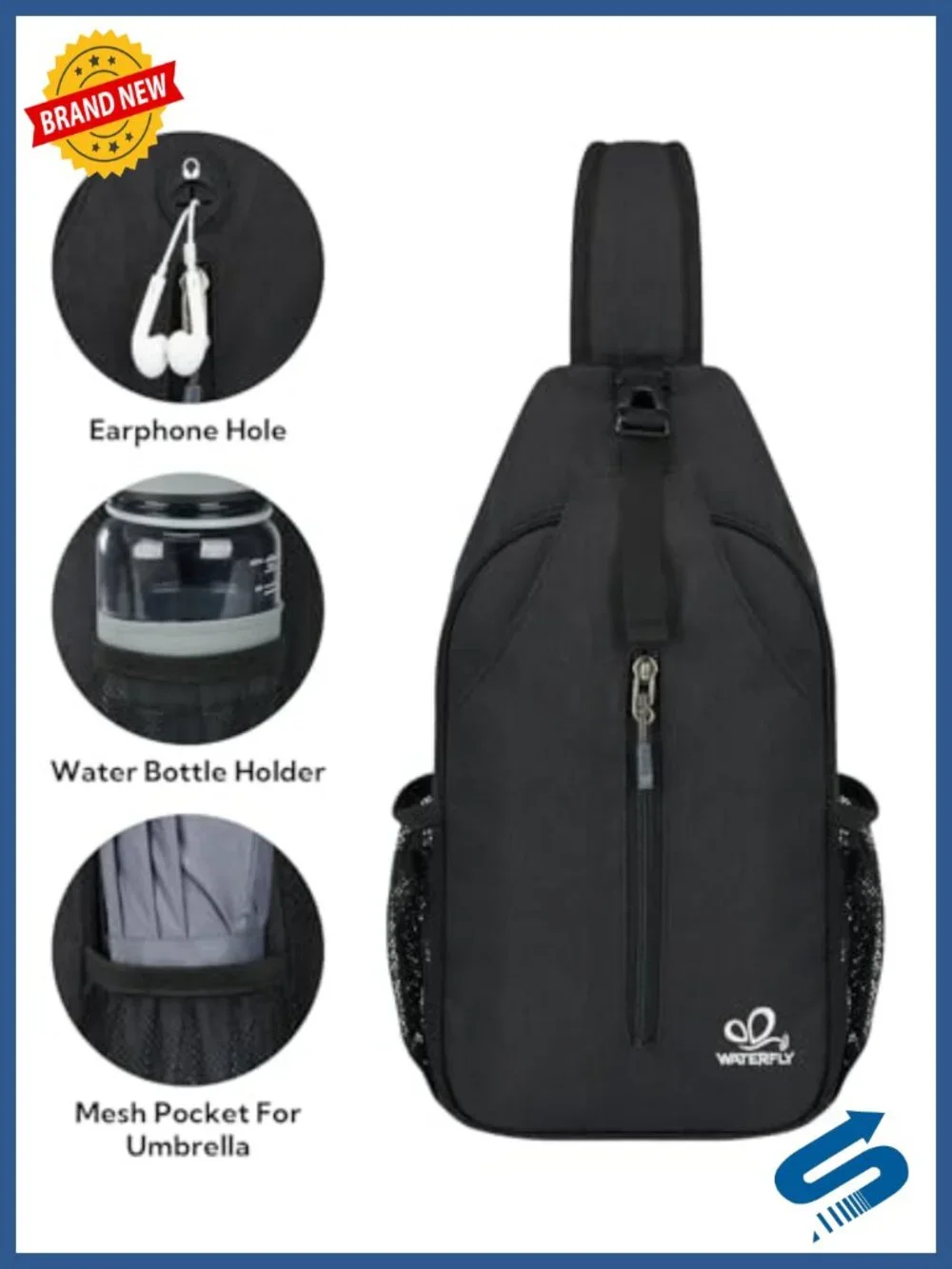 RFID Sling Backpack Crossbody Travel Hiking Daypack Water-resistant Adjustable